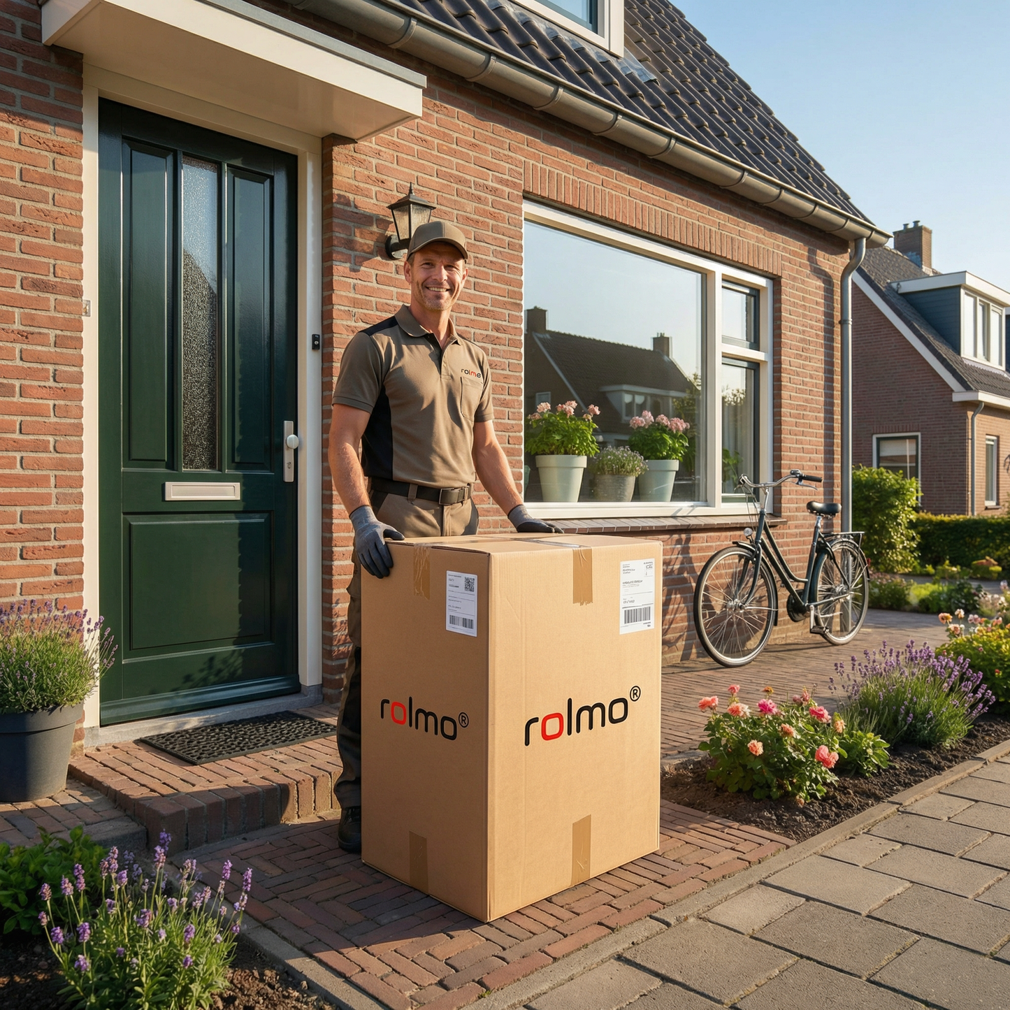 Ja, ik wil gebruik maken van de bezorg+ service. Standaardlevering is gratis. Bezorg+ service is optioneel waarbij wij de Rolmo voor u uitpakken, afstellen en het afval retour nemen.